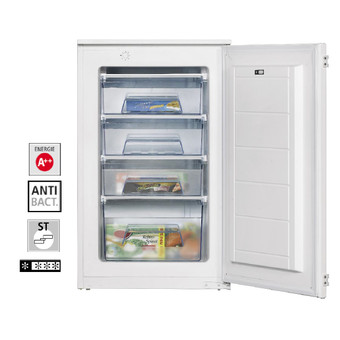 Der Amica EGS 16173 ist ein 4*-Einbau-Gefrierschrank. Das Gerät mit seinen 4 Schubladen passt in ein Schranknische von 88 cm und wird per Schlepptürtechnik installiert.