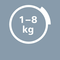 Die Waschmaschine kann mit bis zu 8 kg Wäsche befüllt werden und erreicht bereits optimale Wasch- und Schleuderergebisse ab einer Beladung von 1 kg.